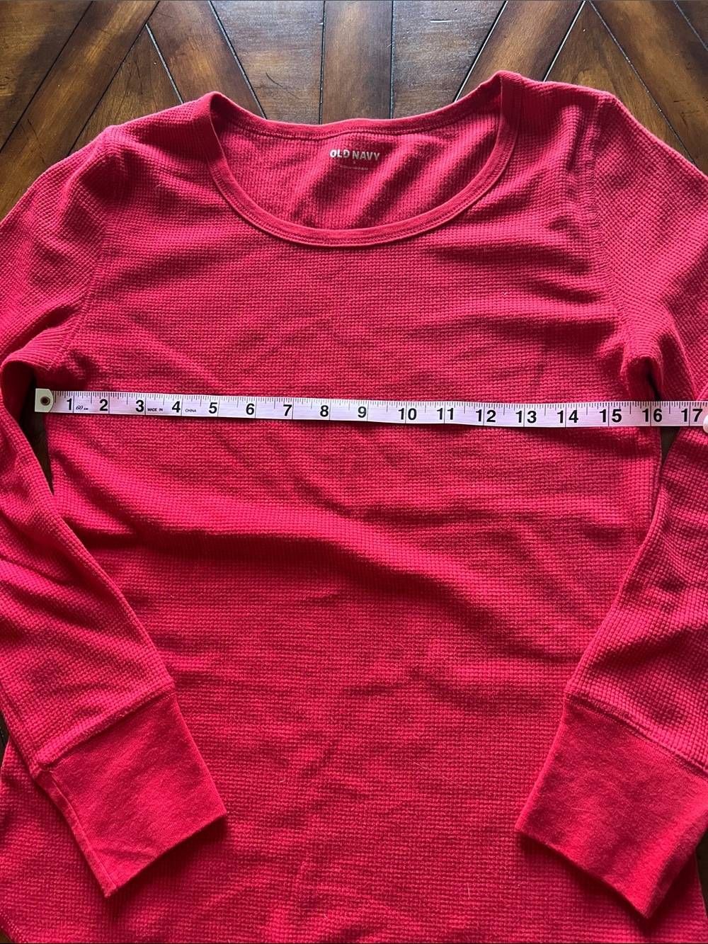 Old Navy Bright Red Waffle-Knit Long Sleeve Top